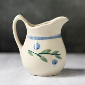 Hartstone Pottery vintage 1980s pitcher creamer blueberry ceramic 5" tall